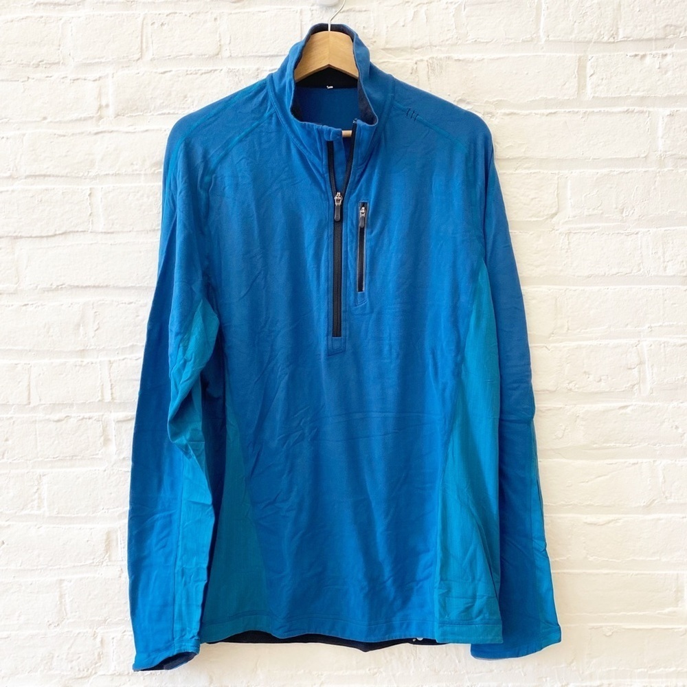 Lululemon || Quarter Zip‎ Pullover Blue Large Zip Pocket